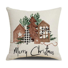 Load image into Gallery viewer, Christmas Decoration Cushion Cover  Decorative Throw Pillow Cover Christmas Decor Xmas Winter Decorations Holiday Pillows Cushion Case Candle Pine Tree Deer Sleigh Printed Pillow Cover Xmas 45X45CM
