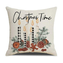 Load image into Gallery viewer, Christmas Decoration Cushion Cover  Decorative Throw Pillow Cover Christmas Decor Xmas Winter Decorations Holiday Pillows Cushion Case Candle Pine Tree Deer Sleigh Printed Pillow Cover Xmas 45X45CM

