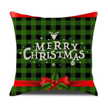 Load image into Gallery viewer, Christmas Green Stripe Pattern Cotton Linen Throw Pillow Christmas Stripe Pillow Cases Christmas Green Decorative Cushion Cover Cotton Linen Pillowcase Indoor Sofa Decorations Home Sofa Decorative Pillowcase 45X45CM
