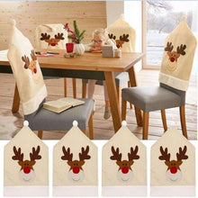 Load image into Gallery viewer, Christmas Hat Chair Cover Xmas Santa Claus Deer Elk Dining Chair Covers for Kitchen Placemat Dining Seat Christmas Home Decor r Back Cover Removable Washable Chair Protector Cover For Kitchen Dining Room Chairs and Living Room 50x60cm
