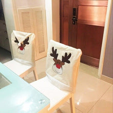 Load image into Gallery viewer, Christmas Hat Chair Cover Xmas Santa Claus Deer Elk Dining Chair Covers for Kitchen Placemat Dining Seat Christmas Home Decor r Back Cover Removable Washable Chair Protector Cover For Kitchen Dining Room Chairs and Living Room 50x60cm
