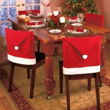 Load image into Gallery viewer, Christmas Hat Chair Cover Xmas Santa Claus Deer Elk Dining Chair Covers for Kitchen Placemat Dining Seat Christmas Home Decor r Back Cover Removable Washable Chair Protector Cover For Kitchen Dining Room Chairs and Living Room 50x60cm
