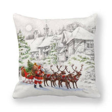 Load image into Gallery viewer, Christmas Pillowcase Holiday Decoration Christmas Santa Pillow Covers Santa Claus Pillow Covers Christmas Sofa Throw Pillow Home Cushion Cover Christmas Snowman Print Pillowcase Letter 45x45CM
