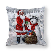 Load image into Gallery viewer, Christmas Pillowcase Holiday Decoration Christmas Santa Pillow Covers Santa Claus Pillow Covers Christmas Sofa Throw Pillow Home Cushion Cover Christmas Snowman Print Pillowcase Letter 45x45CM
