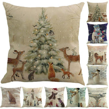 Load image into Gallery viewer, Christmas Printing Sofa Bed Home Decor Pillow Cover Pillow Case Holiday Decorative Christmas Throw Pillows Cotton Linen Winter Snowman Wolf Deer Pillow Covers Cases for Home
