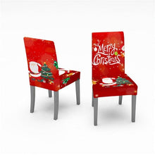 Load image into Gallery viewer, Christmas Removable Washable Dining Room Chair Protector Slipcovers for Christmas Home Decor Holiday Seat Cover Christmas Chair Covers Santa Printed Elastic Stretch Dining Chairs Chair Slipcover Kitchen Seat Cover Home Decor

