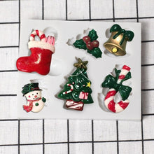 Load image into Gallery viewer, Christmas Snowman Silicone Mold Socks Leaf Bell Tree Cake Decoration Chocolate Fondant Baking Supplies 3D Art Xmas Molds Snowflake Silicone Mold Santa Claus Snowman Christmas Tree Fondant Mold
