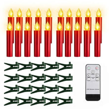 Load image into Gallery viewer, Christmas Tree Clip LED Candle Waterproof LED Flameless Taper Ivory Floating Candles with Remote Timer and Dimmable, Ideal for Home Indoor Outdoor Christmas Trees Lamp Simulation Flame Light Warm Candle Family Party Birthday Party Decorated With Candles
