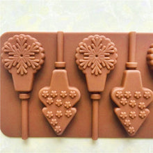 Load image into Gallery viewer, Christmas Tree Snowflake Lollipop Shape Silicone Chocalate Ice Cake Mold Mold Kitchen Baking Mold Silicone Popsicle Molds Cake Ice Pop Molds Homemade Ice Cream Mold Reusable Soft Molds For Kitchen Accessories
