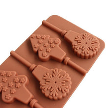 Load image into Gallery viewer, Christmas Tree Snowflake Lollipop Shape Silicone Chocalate Ice Cake Mold Mold Kitchen Baking Mold Silicone Popsicle Molds Cake Ice Pop Molds Homemade Ice Cream Mold Reusable Soft Molds For Kitchen Accessories
