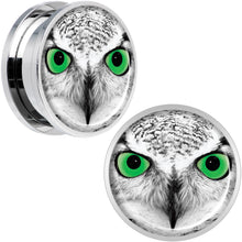 Load image into Gallery viewer, Black White Owl Steel Screw Fit Plug Set 20mm

