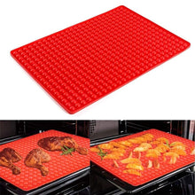 Load image into Gallery viewer, Circular Hole Silicone Grill Mat BBQ Mat Barbecue Roast Chicken Mat Baking Pan Mat Multifunctional Microwave Mat Table Placemat Pyramid Pan Non Stick Fat Reducing Silicone Baking Mat Oven Cooking Baking BBQ Mat Sheets
