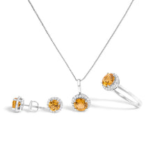 Load image into Gallery viewer, 10K White Gold Purple Amethyst and 3/8 Cttw Diamond Halo Jewelry Set (Earrings, Pendant &amp; Ring)
