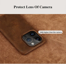 Load image into Gallery viewer, Classic Brown Genuine Leather Phone Case for iPhone 13 14 Pro Max 12 Mini 11 12 Pro Max Leather Cover Bumper Phone Case Compatible With iPhone Genuine Leather Slim Back Cover
