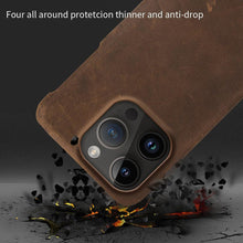 Load image into Gallery viewer, Classic Brown Genuine Leather Phone Case for iPhone 13 14 Pro Max 12 Mini 11 12 Pro Max Leather Cover Bumper Phone Case Compatible With iPhone Genuine Leather Slim Back Cover
