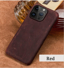 Load image into Gallery viewer, Classic Brown Genuine Leather Phone Case for iPhone 13 14 Pro Max 12 Mini 11 12 Pro Max Leather Cover Bumper Phone Case Compatible With iPhone Genuine Leather Slim Back Cover
