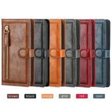 Load image into Gallery viewer, Classic Business Retro PU Flip Leather Case For Iphone 14 13 12 11 Pro Max Iphone 13 Mini X Xr Xs Card Holder Case Leather Case Magnetic Closure Magnetic Pocket Closure
