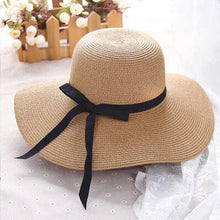 Load image into Gallery viewer, Classic Design Wide Elegant Hat New Simple Foldable Wide Floppy Girls Straw Hat Sun Hat Beach Women Summer Hat UV Protect Travel Cap Lady Cap Female Outdoor Summer Hat
