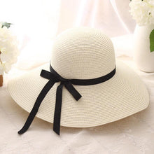 Load image into Gallery viewer, Classic Design Wide Elegant Hat New Simple Foldable Wide Floppy Girls Straw Hat Sun Hat Beach Women Summer Hat UV Protect Travel Cap Lady Cap Female Outdoor Summer Hat
