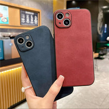Load image into Gallery viewer, Classic Leather Case for iPhone Matte Texture Leather Phone Case For iPhone 13 12 11 Pro Max XS Max XR X 7 8 Plus 14Pro Luxury Shockproof Bumper Soft Back Cover
