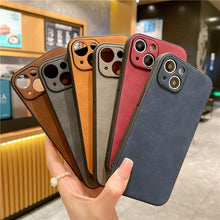 Load image into Gallery viewer, Classic Leather Case for iPhone Matte Texture Leather Phone Case For iPhone 13 12 11 Pro Max XS Max XR X 7 8 Plus 14Pro Luxury Shockproof Bumper Soft Back Cover
