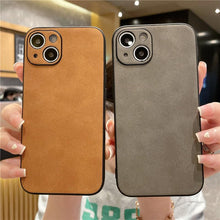 Load image into Gallery viewer, Classic Leather Case for iPhone Matte Texture Leather Phone Case For iPhone 13 12 11 Pro Max XS Max XR X 7 8 Plus 14Pro Luxury Shockproof Bumper Soft Back Cover
