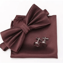 Load image into Gallery viewer, Classic Men Bowtie  Cufflinks Set Casual Men's Fashionable Style Solid Color Bowties Elegant Accessories

