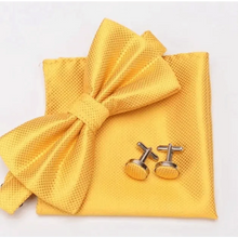 Load image into Gallery viewer, Classic Men Bowtie  Cufflinks Set Casual Men's Fashionable Style Solid Color Bowties Elegant Accessories
