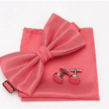 Load image into Gallery viewer, Classic Men Bowtie  Cufflinks Set Casual Men's Fashionable Style Solid Color Bowties Elegant Accessories
