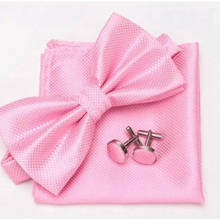 Load image into Gallery viewer, Classic Men Bowtie  Cufflinks Set Casual Men's Fashionable Style Solid Color Bowties Elegant Accessories
