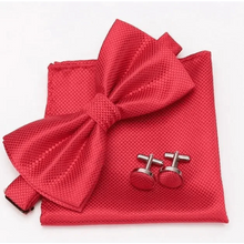 Load image into Gallery viewer, Classic Men Bowtie  Cufflinks Set Casual Men's Fashionable Style Solid Color Bowties Elegant Accessories
