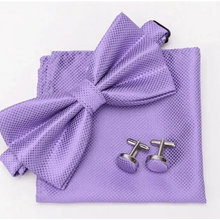 Load image into Gallery viewer, Classic Men Bowtie  Cufflinks Set Casual Men's Fashionable Style Solid Color Bowties Elegant Accessories
