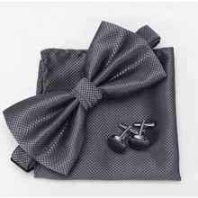 Load image into Gallery viewer, Classic Men Bowtie  Cufflinks Set Casual Men's Fashionable Style Solid Color Bowties Elegant Accessories
