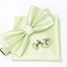 Load image into Gallery viewer, Classic Men Bowtie  Cufflinks Set Casual Men's Fashionable Style Solid Color Bowties Elegant Accessories
