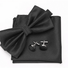 Load image into Gallery viewer, Classic Men Bowtie  Cufflinks Set Casual Men's Fashionable Style Solid Color Bowties Elegant Accessories
