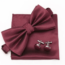 Load image into Gallery viewer, Classic Men Bowtie  Cufflinks Set Casual Men's Fashionable Style Solid Color Bowties Elegant Accessories
