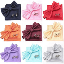 Load image into Gallery viewer, Classic Men Bowtie  Cufflinks Set Casual Men's Fashionable Style Solid Color Bowties Elegant Accessories
