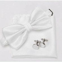 Load image into Gallery viewer, Classic Men Bowtie  Cufflinks Set Casual Men's Fashionable Style Solid Color Bowties Elegant Accessories

