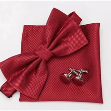 Load image into Gallery viewer, Classic Men Bowtie  Cufflinks Set Casual Men's Fashionable Style Solid Color Bowties Elegant Accessories

