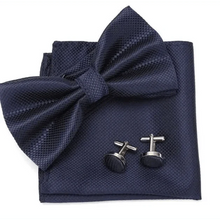 Load image into Gallery viewer, Classic Men Bowtie  Cufflinks Set Casual Men's Fashionable Style Solid Color Bowties Elegant Accessories
