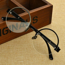 Load image into Gallery viewer, Classic Natural Crystal Glass Stone Reading Glasses Male High Definition Anti Fatigue Round Brown Reading Glasses Female Lightweight Thin Steel Frame With Compact Case For Daily Use
