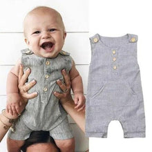 Load image into Gallery viewer, Classic Newborn Baby Boy/Girl Cute One-piece Striped Sleeveless Romper Casual Buttons Jumpsuit For Kids
