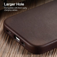 Load image into Gallery viewer, Classic Simple Brown Black Shockproof Drop Proof Phone Case Protective Genuine Leather Case for iPhone 13 Pro Max Business Case for iPhone 13 Mini Classic Magnetic Charging Phone Back Cover
