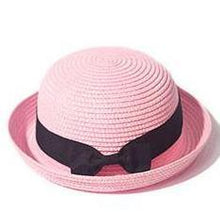 Load image into Gallery viewer, Classic Simple Female Hat For Summer Beach Hat Casual Lady Summer Solid Color Straw Hat Women Elegant Hat Traveling Hats UV Protection Sun Cap Women Flat Bowknot Design Cute Cap Girls Hat 56-58cm
