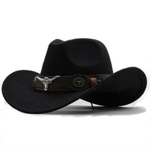 Load image into Gallery viewer, Classic Simple Women Men Wool Western Cowboy Hat Women Men's Western Cowboy Unisex Hat Gentleman Wide Brim Hat Dad Cowgirl Hats Cowgirl Hats With Wide Belt
