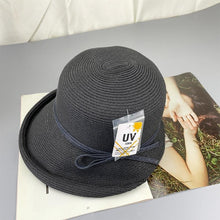 Load image into Gallery viewer, Classic Style Straw Hat Women Foldable Traveling Summer Women's Big Sun Hat Vintage Design Wide Side Straw Hat Female Summer Beach Hat Holiday Party Cap 56-58CM
