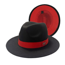 Load image into Gallery viewer, Classic Wide Brim Fedora Hat Men Women Two Colors Fedora Hats Cowboy Hat White Blue Belt Beautiful Design Soft Unisex Party Formal Hat 56-58CM
