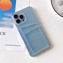 Load image into Gallery viewer, Clear Dual Card Slots Transparent Phone Case For iPhone 14 13 12 11 Pro Max XS Max XR X Full Body Shockproof Soft Silicone Back Cover
