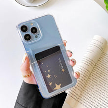 Load image into Gallery viewer, Clear Dual Card Slots Transparent Phone Case For iPhone 14 13 12 11 Pro Max XS Max XR X Full Body Shockproof Soft Silicone Back Cover
