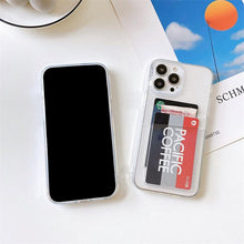Load image into Gallery viewer, Clear Dual Card Slots Transparent Phone Case For iPhone 14 13 12 11 Pro Max XS Max XR X Full Body Shockproof Soft Silicone Back Cover
